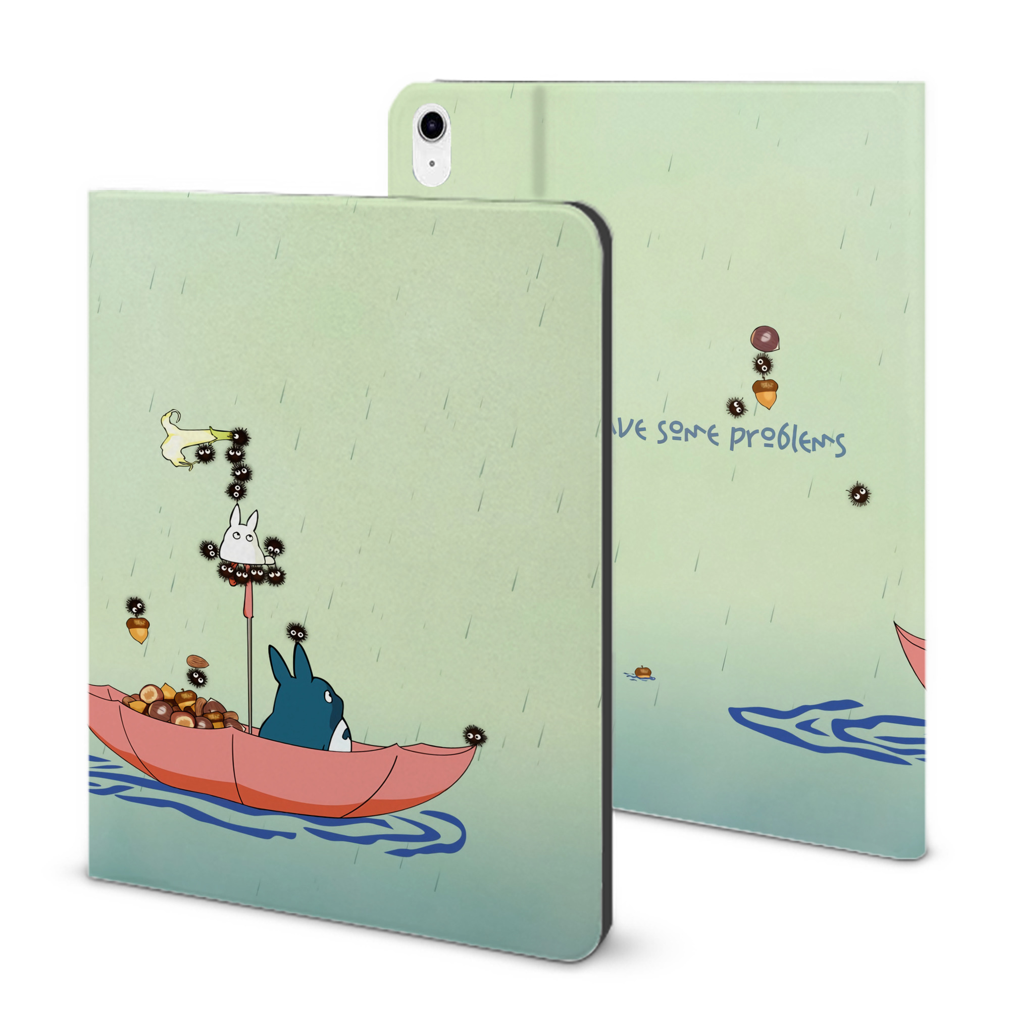 （画像用） となりのトトロ 草壁メイ 草壁サツキ My Neighbor Totoro Satsuki Kusakabe Mei Kusakabe IPad ケース ブック型 PUレザー TPU 耐衝撃 軽量 薄型 ペン収納なし 全面保護 IPad 各モデル対応